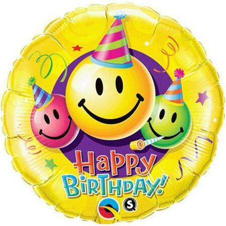 LOFTUS INTERNATIONAL 18 in. Birthday Smiley Faces Party Balloon, 5PK Q2-9644